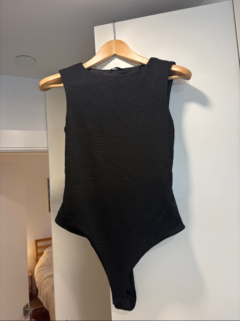 Guess Black Textured Sleeveless Bodysuit